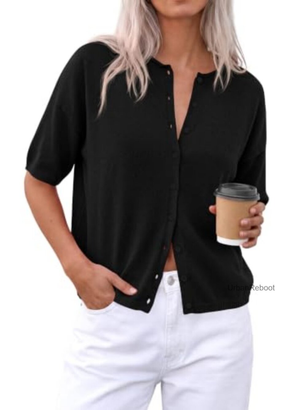 PRETTYGARDEN Women's Short Sleeve Cardigan Sweater